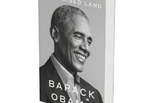 A Promised Land by Barack Obama book cover, featuring a grayscale portrait of Barack Obama smiling.