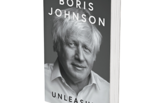 Boris Johnson book titled "Unleashed" with a black-and-white cover featuring his portrait.