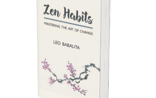 Thoughtful book cover design for "Zen Habits: Mastering the Art of Change" by Leo Babauta, emphasizing mindfulness and personal growth.