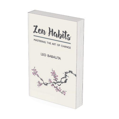 Thoughtful book cover design for "Zen Habits: Mastering the Art of Change" by Leo Babauta, emphasizing mindfulness and personal growth.